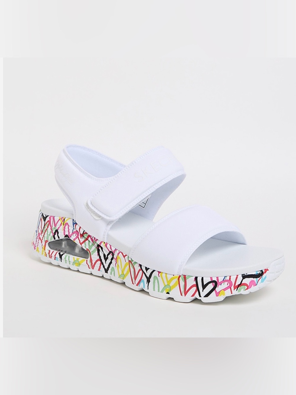 Skechers White Platform Sandal with Colorful Print Midsole Size 10